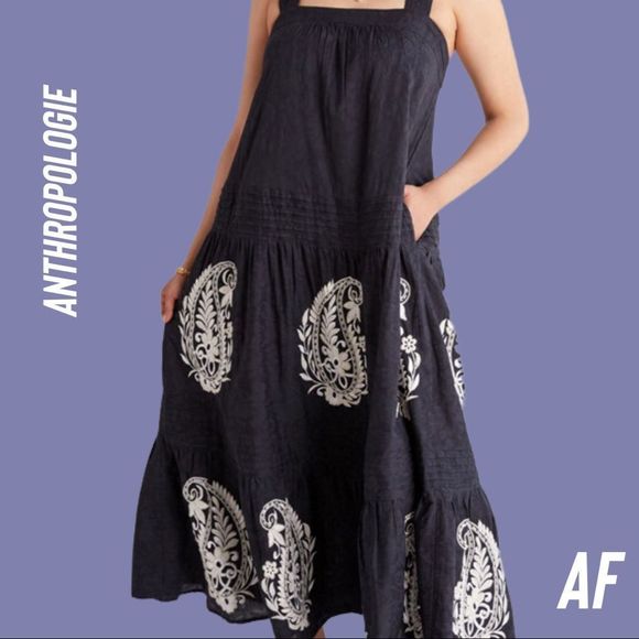 ANTHROPOLOGIE FELICITY MAXI DRESS NEW SIZE SMALL BLACK - Picture 4 of 12